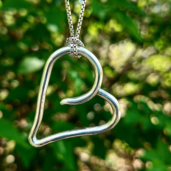 Large Smooth Handmade Silver Open Heart Pendants - Picture 1 of 16